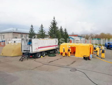 Автомобильный комплекс санитарной обработки на шасси КАМАЗ 43118-50 с прицепом